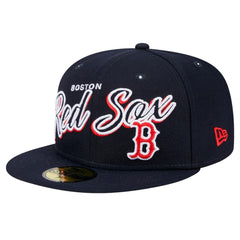 Boston Red Sox New Era Script Sided 59FIFTY Fitted Hat - Navy - New Era on Sale
