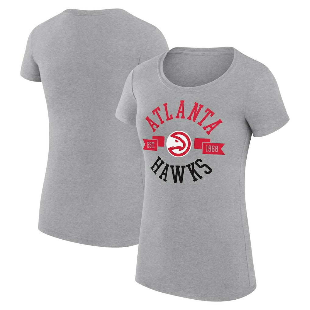 Atlanta Hawks G-III 4Her by Carl Banks Women's Super-Slim Fit Lightweight Large City Logo T-Shirt Heather Gray