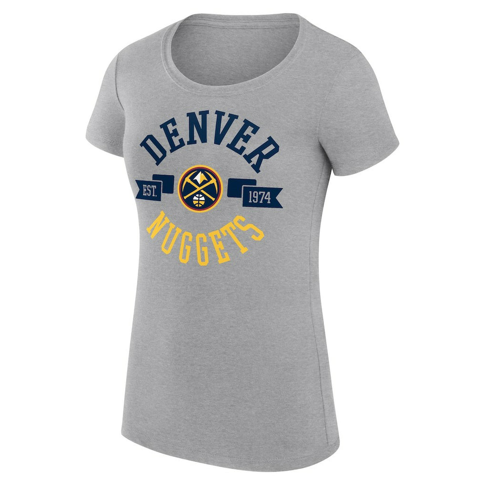 Denver Nuggets G-III 4Her by Carl Banks Women's Super-Slim Fit Lightweight Large City Logo T-Shirt Heather Gray