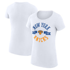 New York Knicks G-III 4Her by Carl Banks Women's Super-Slim Fit Lightweight Large City Logo T-Shirt White