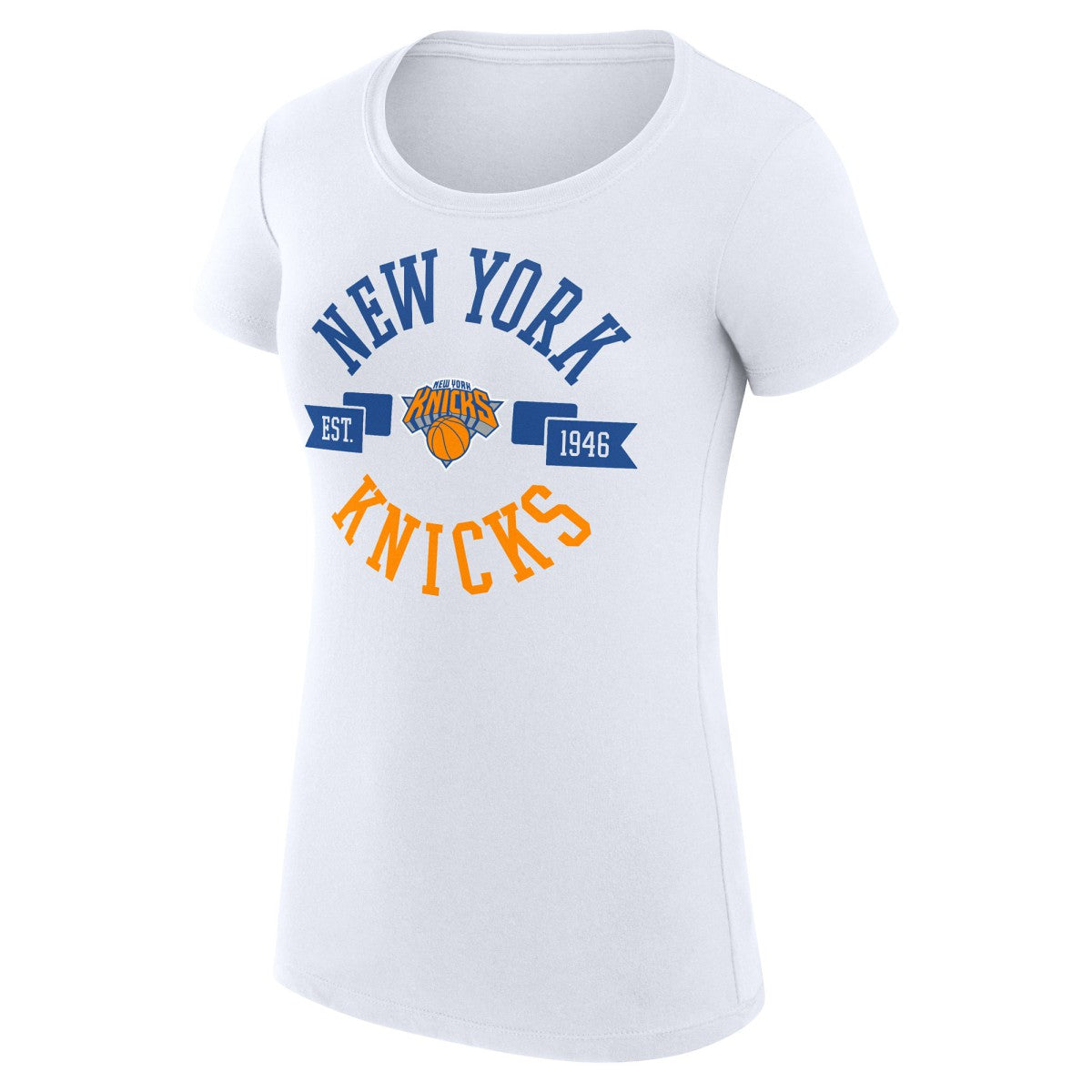 New York Knicks G-III 4Her by Carl Banks Women's Super-Slim Fit Lightweight Large City Logo T-Shirt White