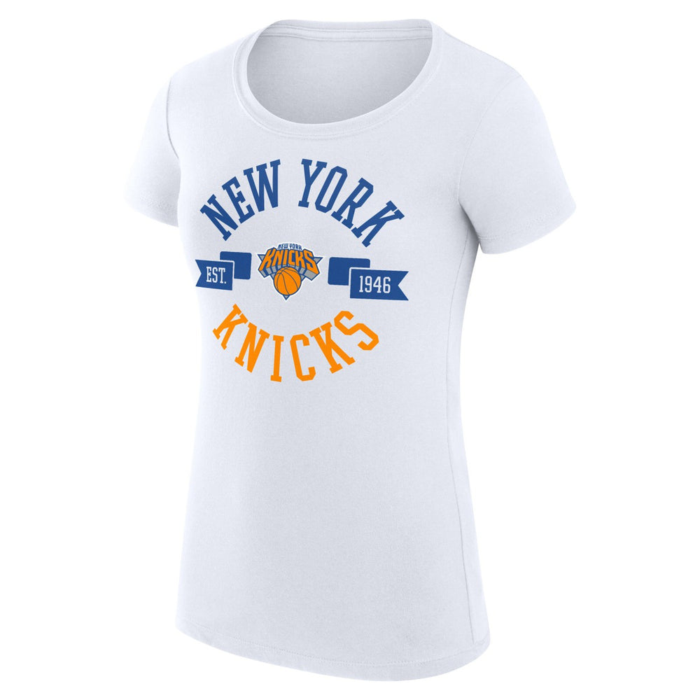 New York Knicks G-III 4Her by Carl Banks Women's Super-Slim Fit Lightweight Large City Logo T-Shirt White