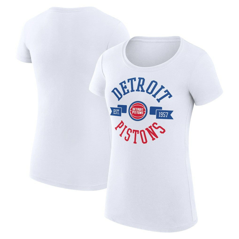 Detroit Pistons G-III 4Her by Carl Banks Women's Super-Slim Fit Lightweight Large City Logo T-Shirt White
