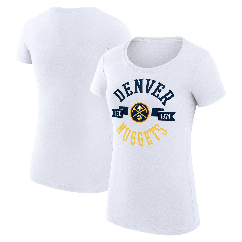 Denver Nuggets G-III 4Her by Carl Banks Women's Super-Slim Fit Lightweight Large City Logo T-Shirt White