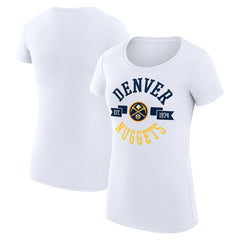 Denver Nuggets G-III 4Her by Carl Banks Women's Super-Slim Fit Lightweight Large City Logo T-Shirt White