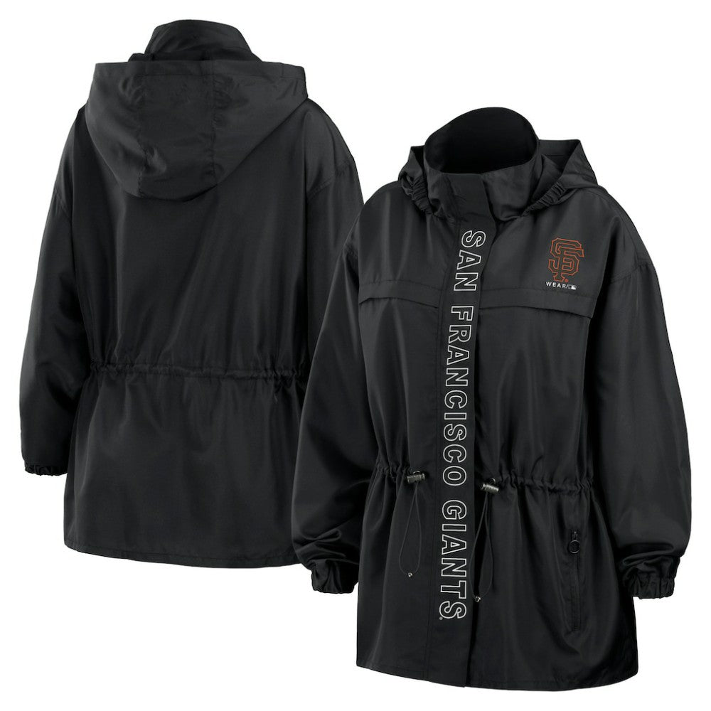 San Francisco Giants WEAR by Erin Andrews Women's Full-Zip Windbreaker Hoodie Jacket - Black - MLB Sale