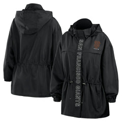 San Francisco Giants WEAR by Erin Andrews Women's Full-Zip Windbreaker Hoodie Jacket - Black - MLB Sale