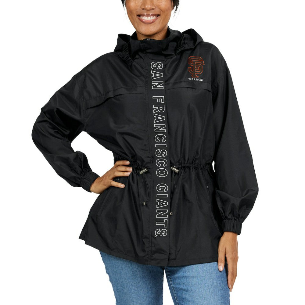 San Francisco Giants WEAR by Erin Andrews Women's Full-Zip Windbreaker Hoodie Jacket - Black - MLB Sale