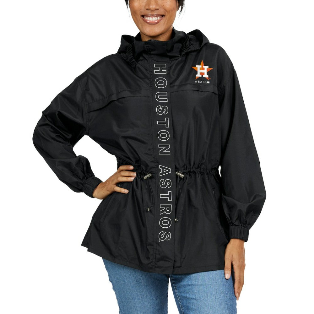 Houston Astros WEAR by Erin Andrews Women's Full-Zip Windbreaker Hoodie Jacket - Black - MLB on Sale