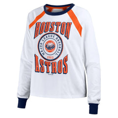 Houston Astros WEAR by Erin Andrews Women's Raglan Long Sleeve T-Shirt - White - MLB Lifestyle