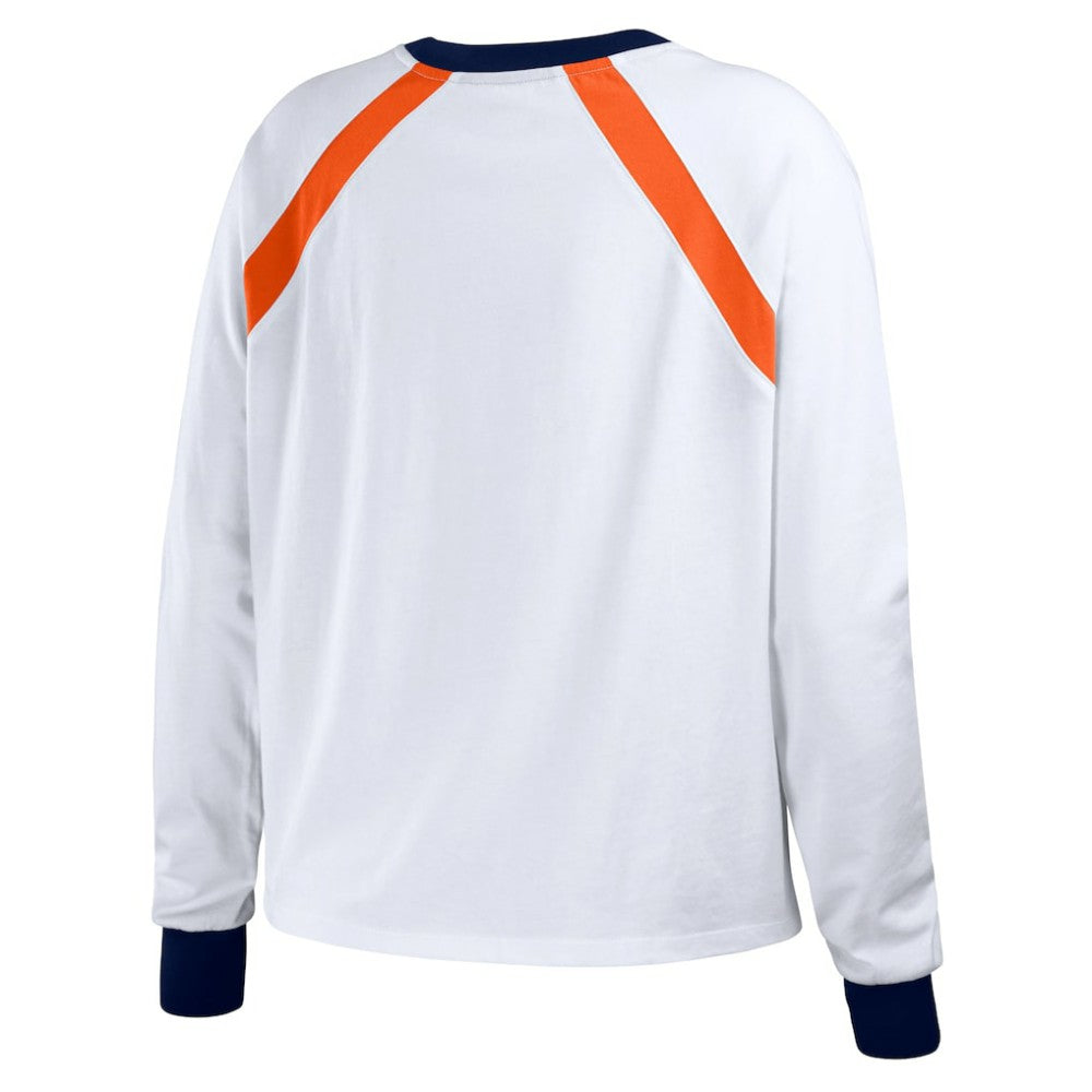 Houston Astros WEAR by Erin Andrews Women's Raglan Long Sleeve T-Shirt - White - MLB Lifestyle