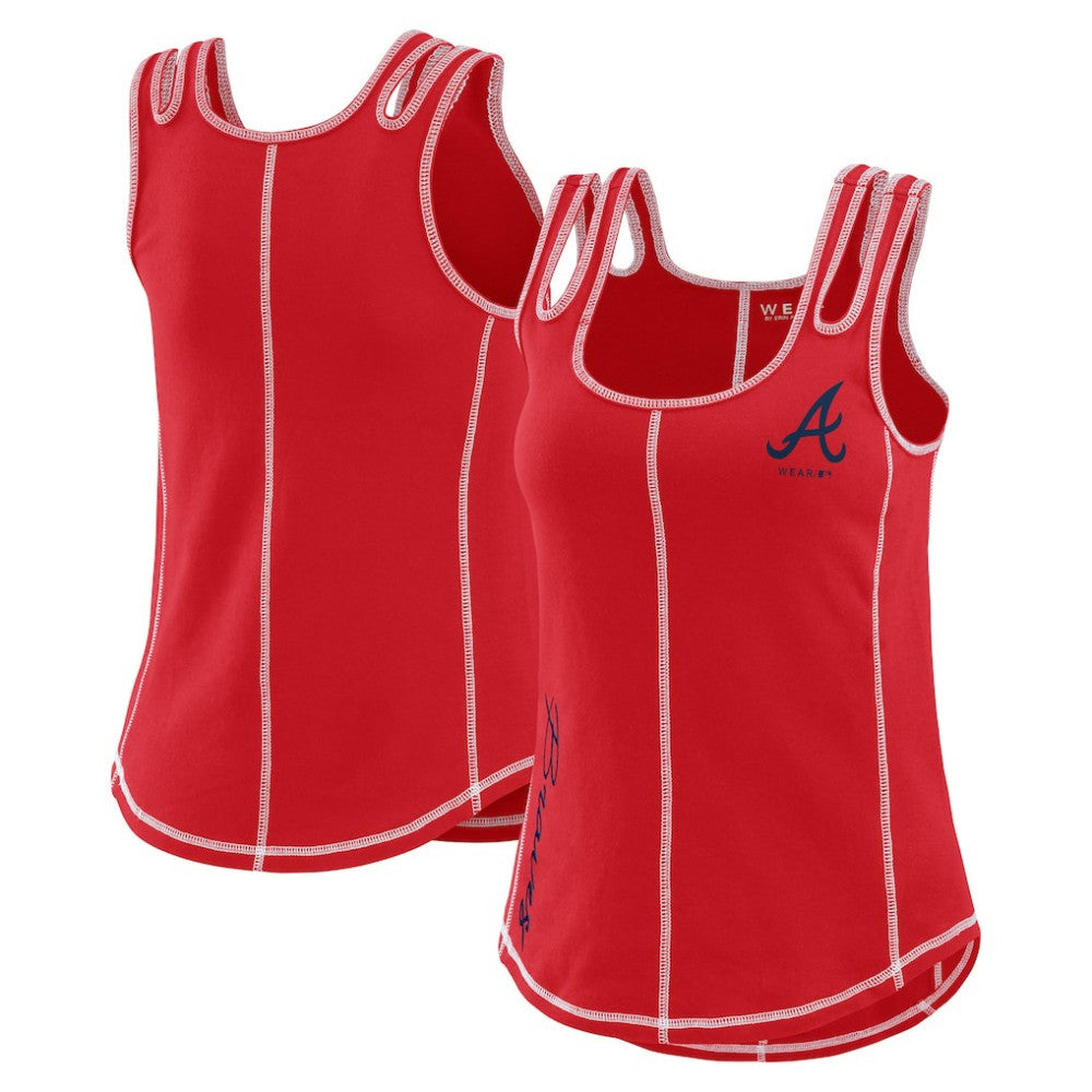 Atlanta Braves WEAR by Erin Andrews Women's Contrast Stitch Tank Top - Red - MLB on Sale
