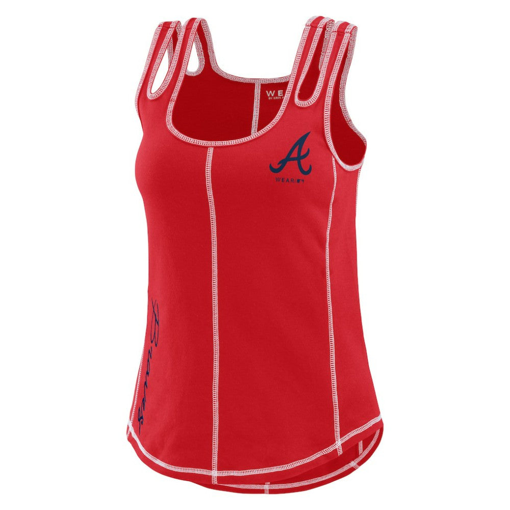 Atlanta Braves WEAR by Erin Andrews Women's Contrast Stitch Tank Top - Red - MLB on Sale