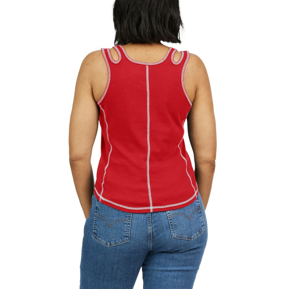 Atlanta Braves WEAR by Erin Andrews Women's Contrast Stitch Tank Top - Red - MLB on Sale