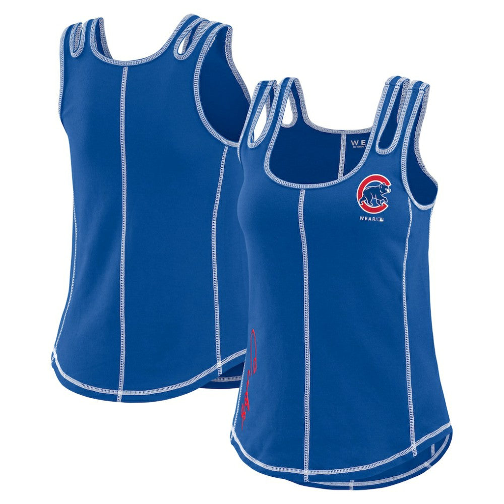 Chicago Cubs WEAR by Erin Andrews Women's Contrast Stitch Tank Top - Royal - MLB Lifestyle