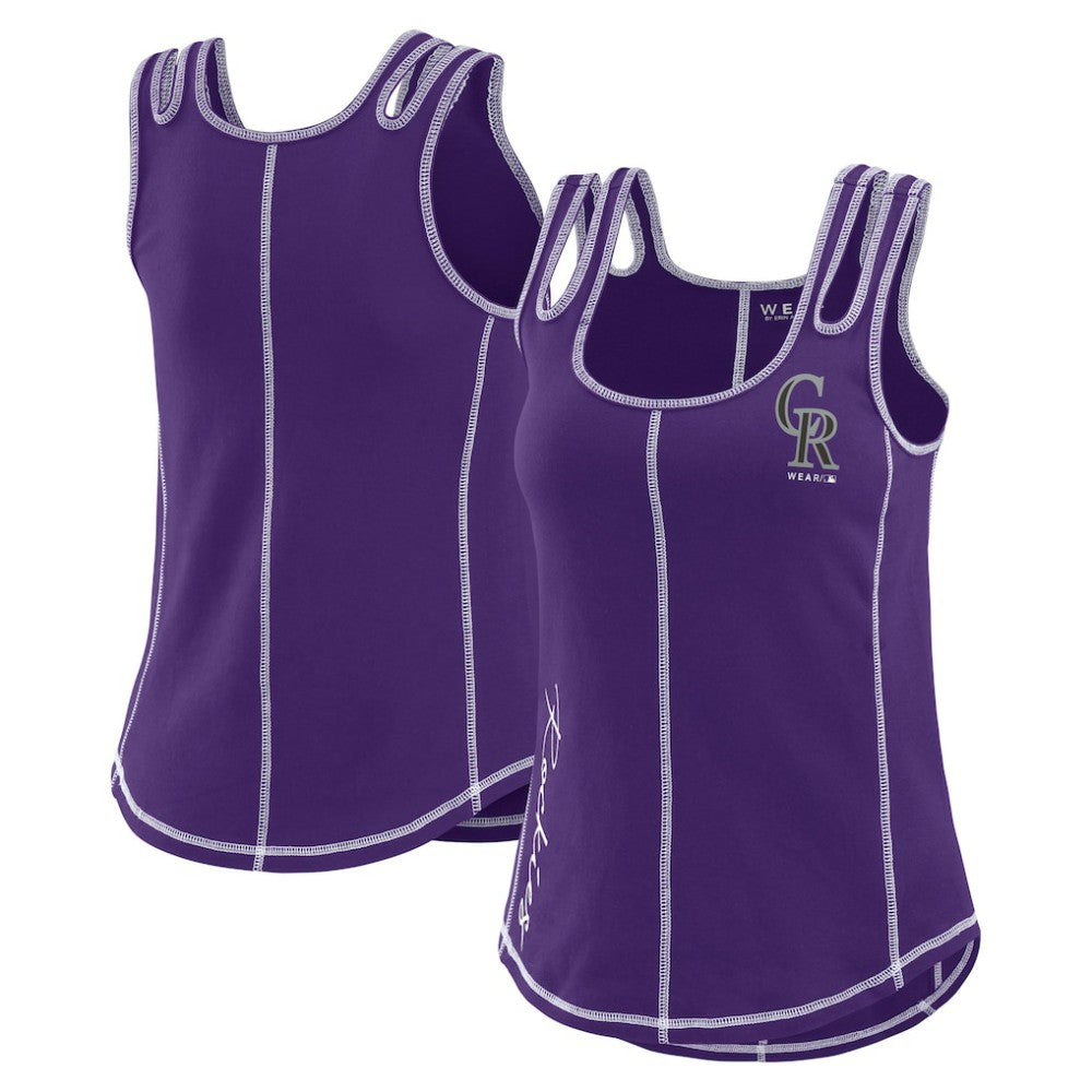 Colorado Rockies WEAR by Erin Andrews Women's Contrast Stitch Tank Top - Purple - MLB Sale