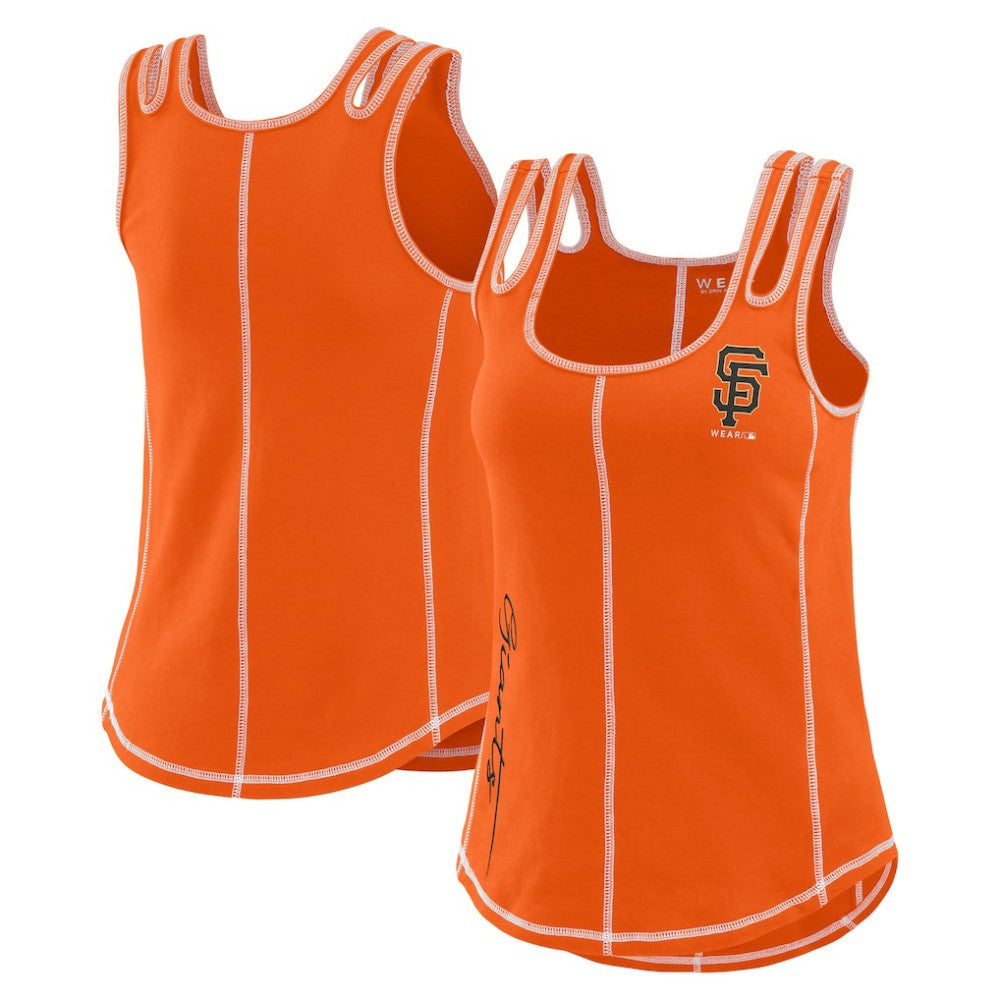 San Francisco Giants WEAR by Erin Andrews Women's Contrast Stitch Tank Top - Orange - MLB Online