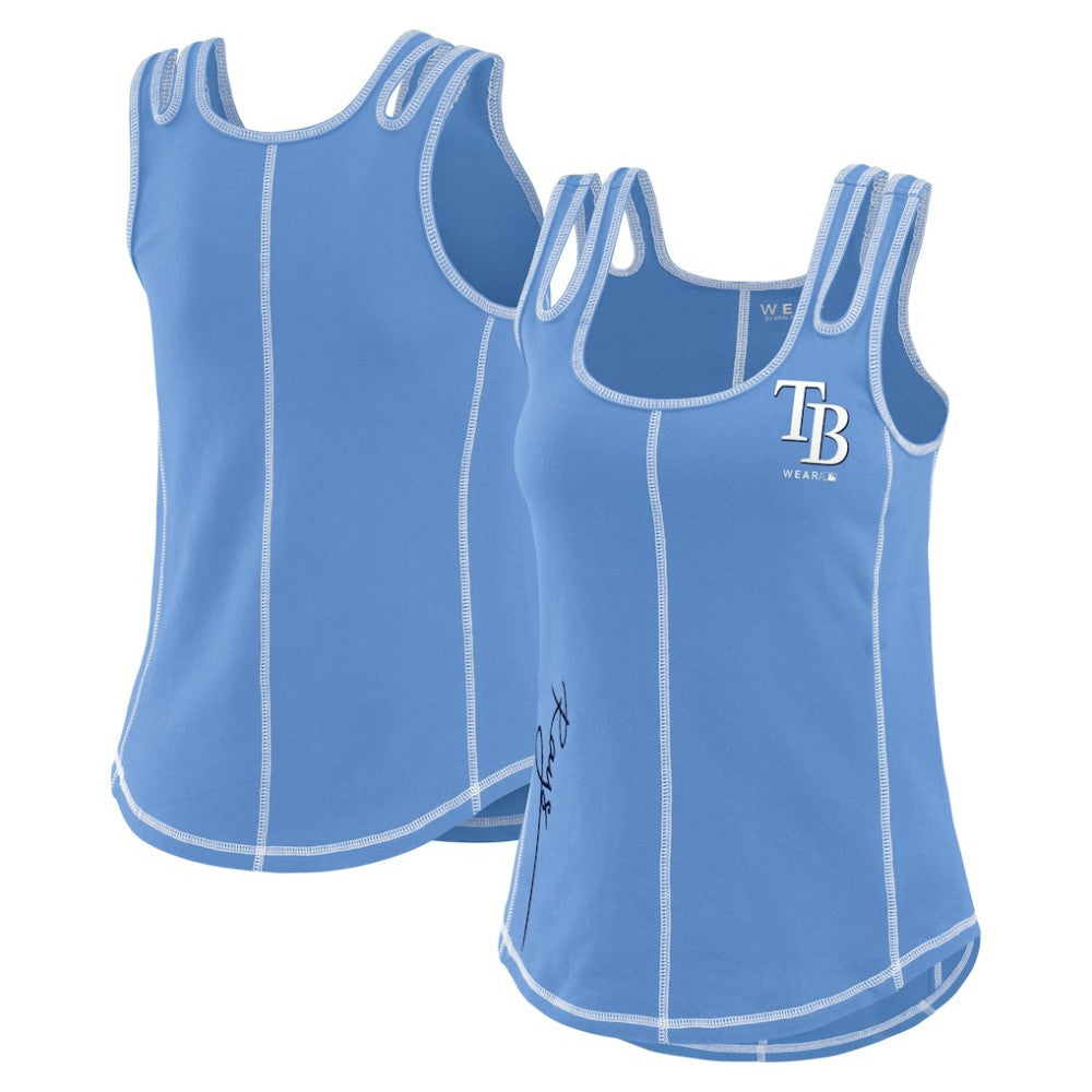 Tampa Bay Rays WEAR by Erin Andrews Women's Contrast Stitch Tank Top - Light Blue - MLB on Sale