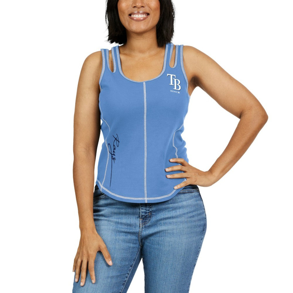 Tampa Bay Rays WEAR by Erin Andrews Women's Contrast Stitch Tank Top - Light Blue - MLB on Sale
