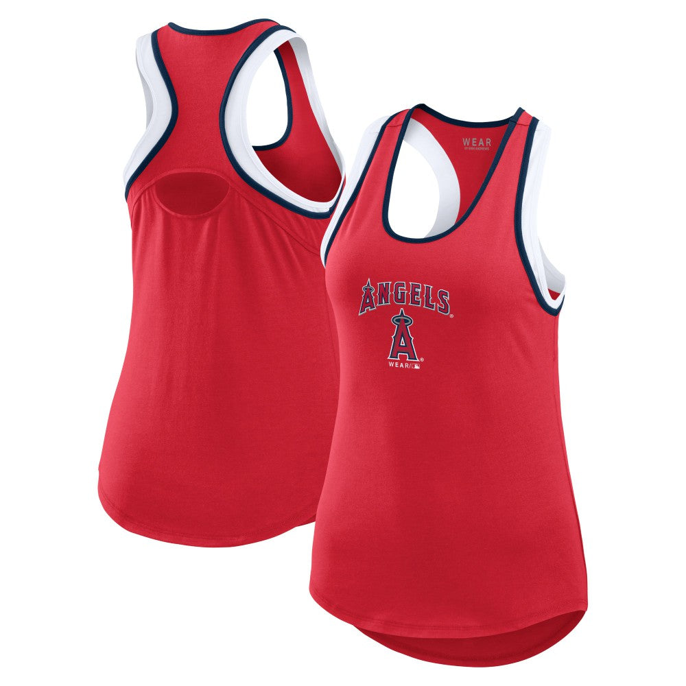 Los Angeles Angels WEAR by Erin Andrews Women's Colorblock Racerback Tank Top - Red - MLB Lifestyle