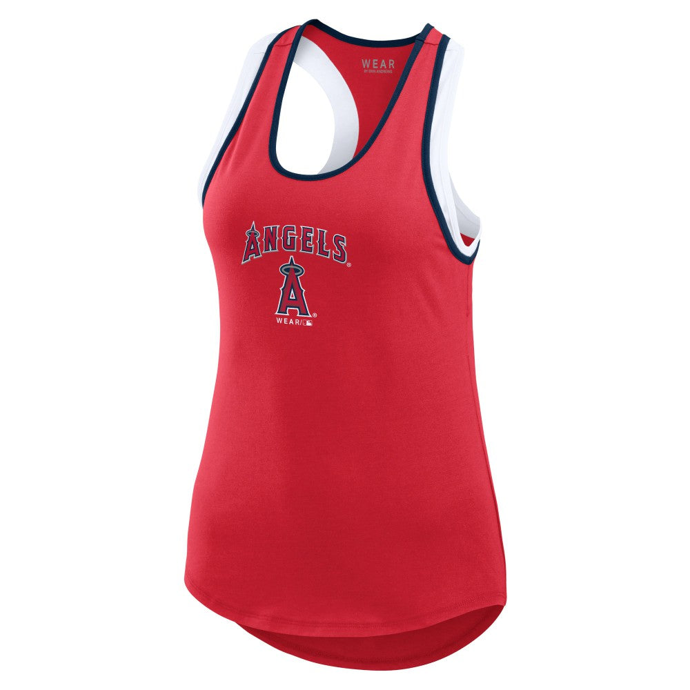 Los Angeles Angels WEAR by Erin Andrews Women's Colorblock Racerback Tank Top - Red - MLB Lifestyle