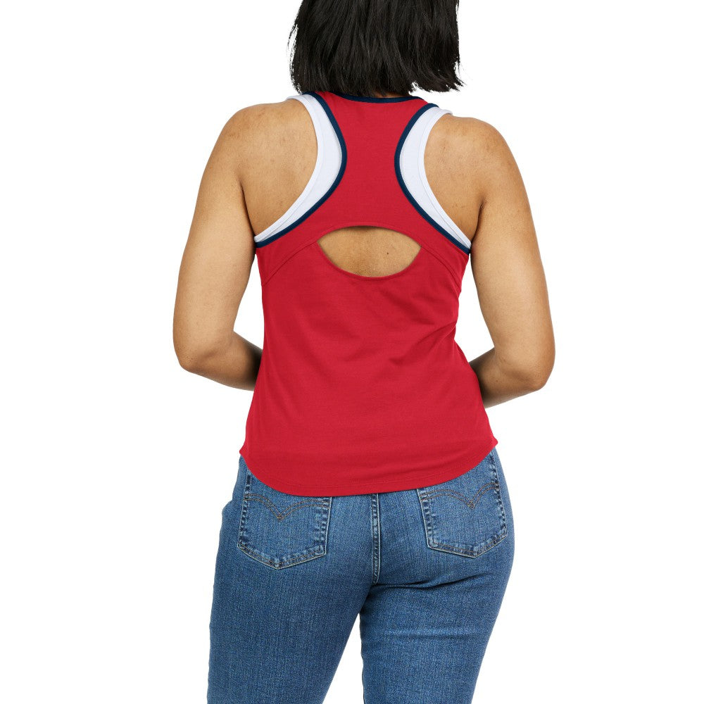 Los Angeles Angels WEAR by Erin Andrews Women's Colorblock Racerback Tank Top - Red - MLB Lifestyle