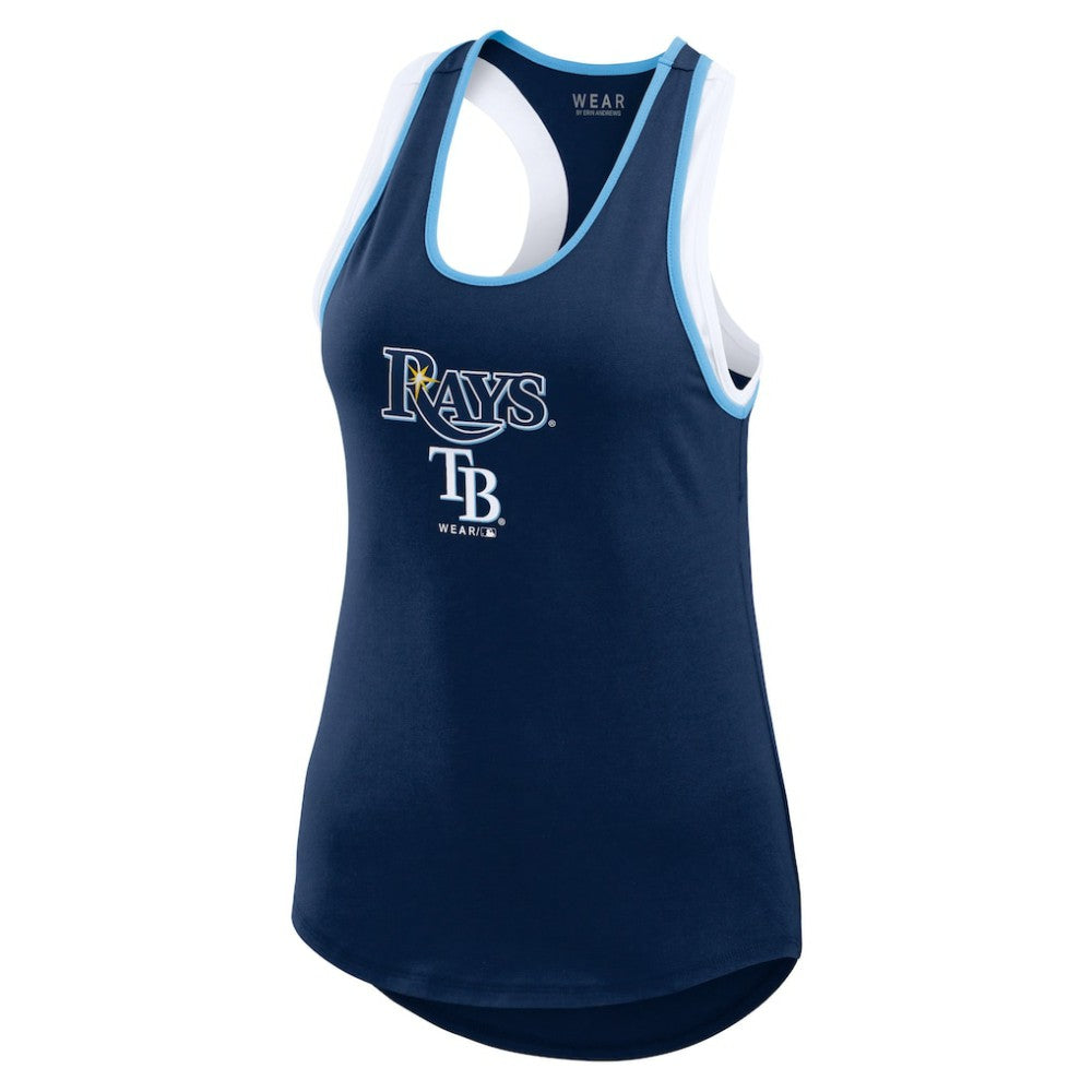 Tampa Bay Rays WEAR by Erin Andrews Women's Colorblock Racerback Tank Top - Navy - MLB Lifestyle