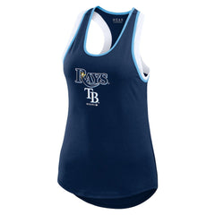 Tampa Bay Rays WEAR by Erin Andrews Women's Colorblock Racerback Tank Top - Navy - MLB Lifestyle