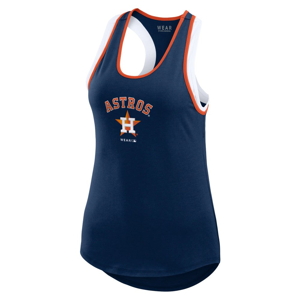Houston Astros WEAR by Erin Andrews Women's Colorblock Racerback Tank Top - Navy - MLB Lifestyle