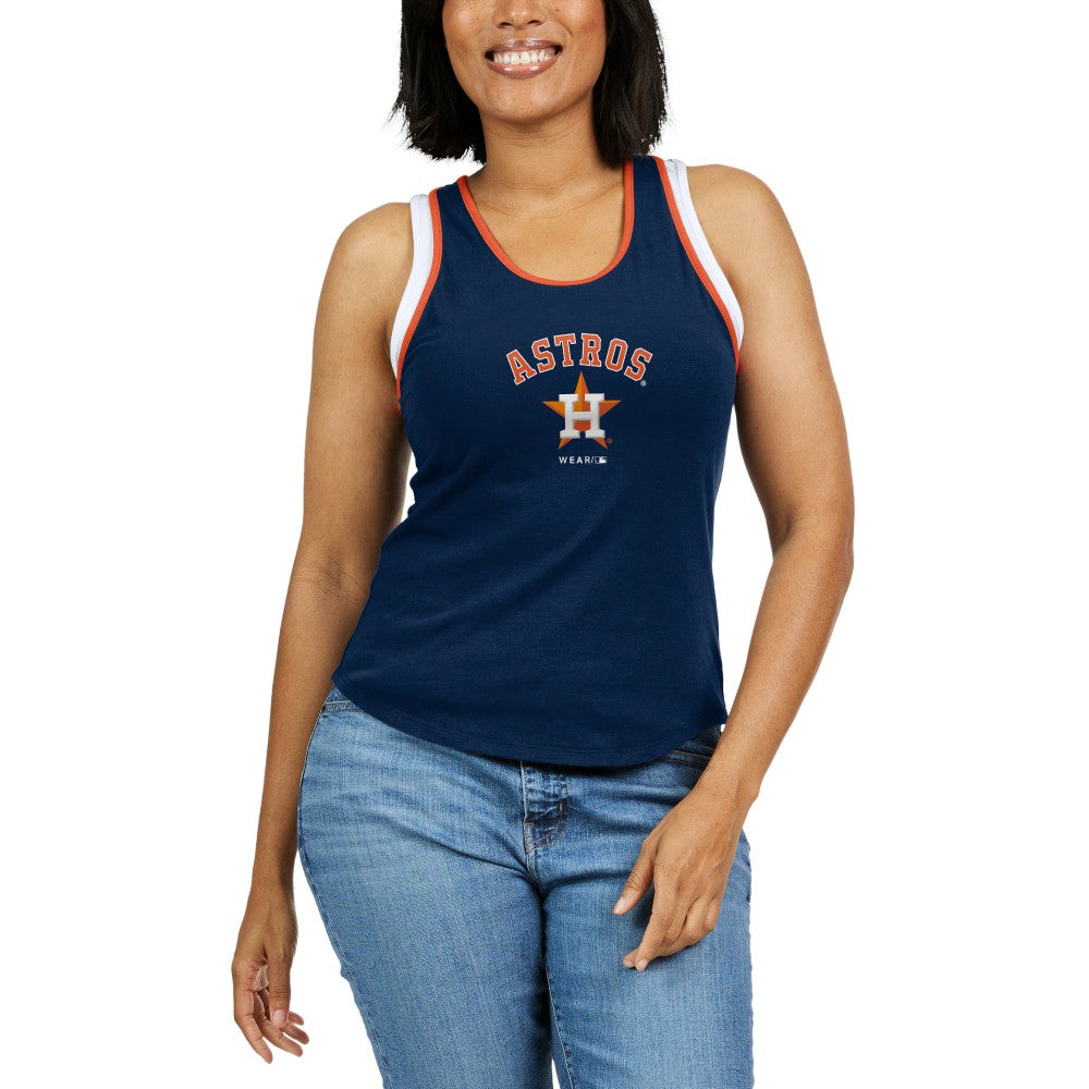 Houston Astros WEAR by Erin Andrews Women's Colorblock Racerback Tank Top - Navy - MLB Lifestyle