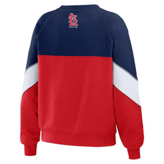 St. Louis Cardinals WEAR by Erin Andrews Women's Color Block Crew Neck Pullover Sweatshirt - Navy/Red - MLB Discount