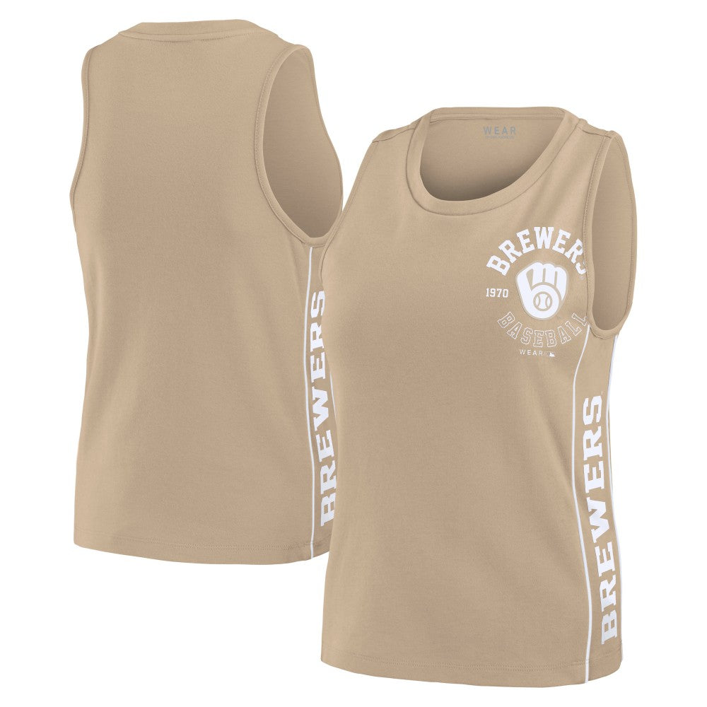 Milwaukee Brewers WEAR by Erin Andrews Women's Tonal Tank Top - Tan - MLB Sale