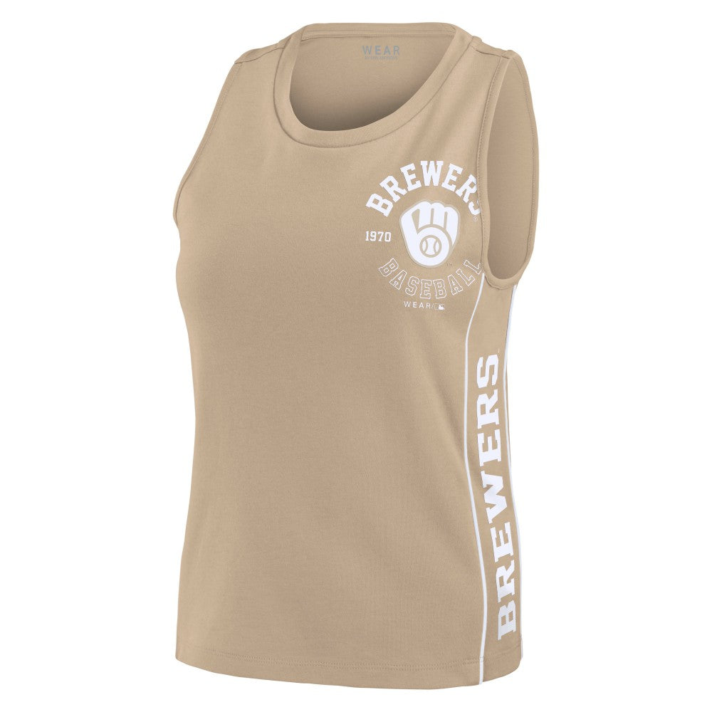 Milwaukee Brewers WEAR by Erin Andrews Women's Tonal Tank Top - Tan - MLB Sale