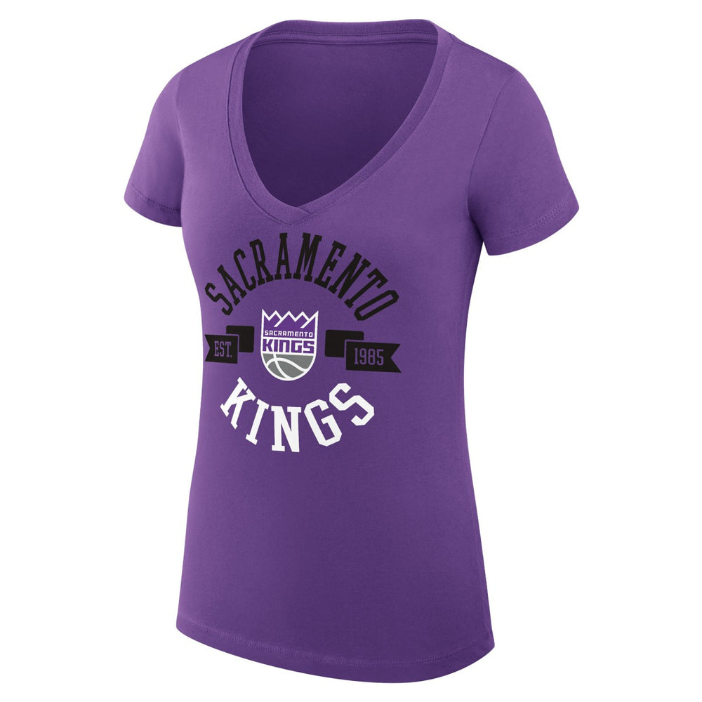 Sacramento Kings G-III 4Her by Carl Banks Women's Super-Slim Fit Lightweight Large City Logo V-Neck T-Shirt Purple