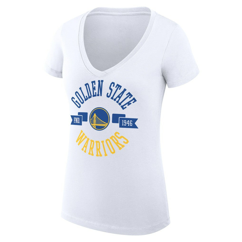 Golden State Warriors G-III 4Her by Carl Banks Women's Super-Slim Fit Lightweight Large City Logo V-Neck T-Shirt White