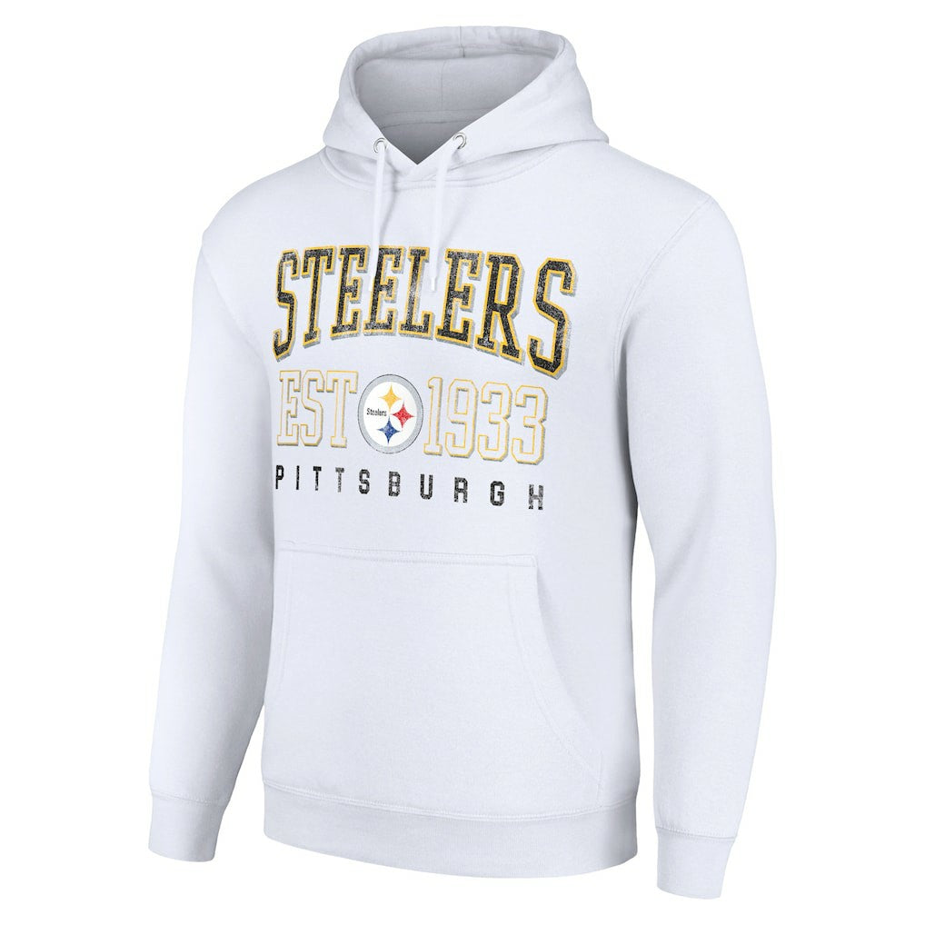 Pittsburgh Steelers Starter Unisex Throwback Logo Pullover Hoodie White