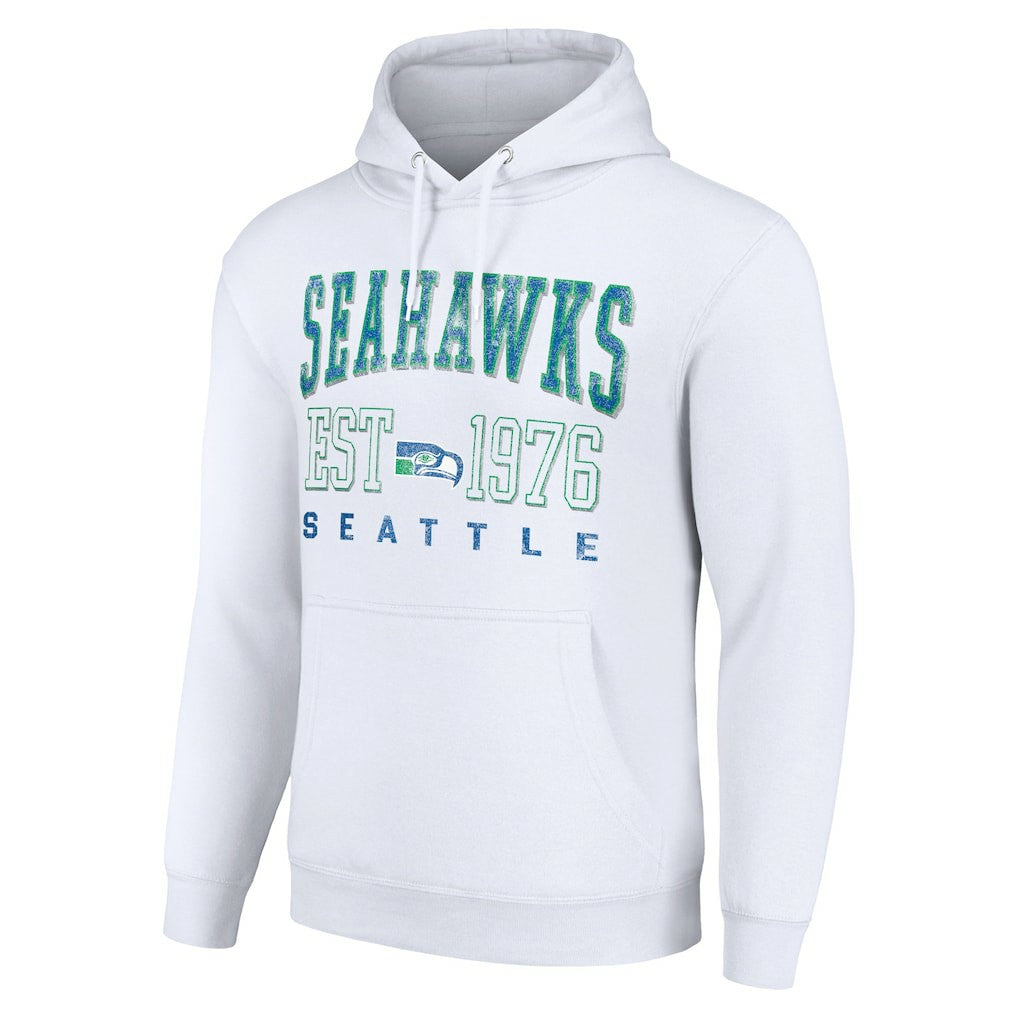 Seattle Seahawks Starter Unisex Throwback Logo Pullover Hoodie White