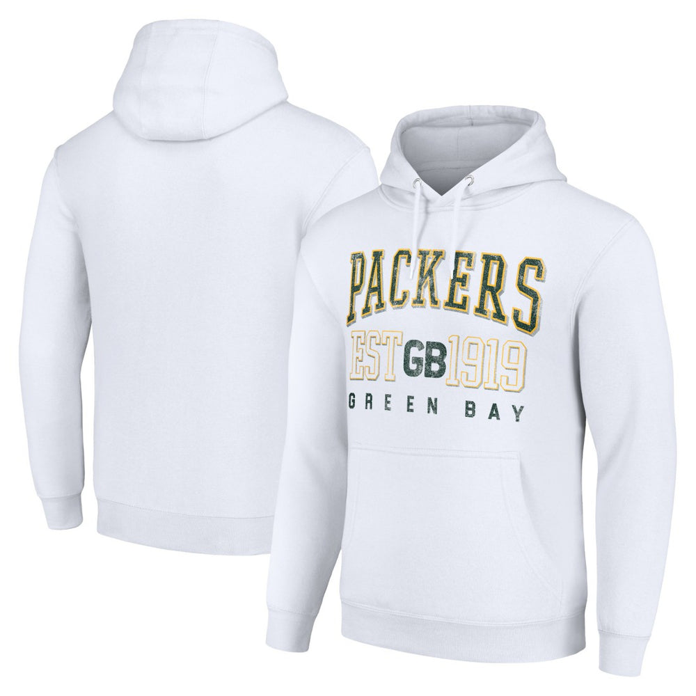 Green Bay Packers Starter Unisex Throwback Logo Pullover Hoodie White