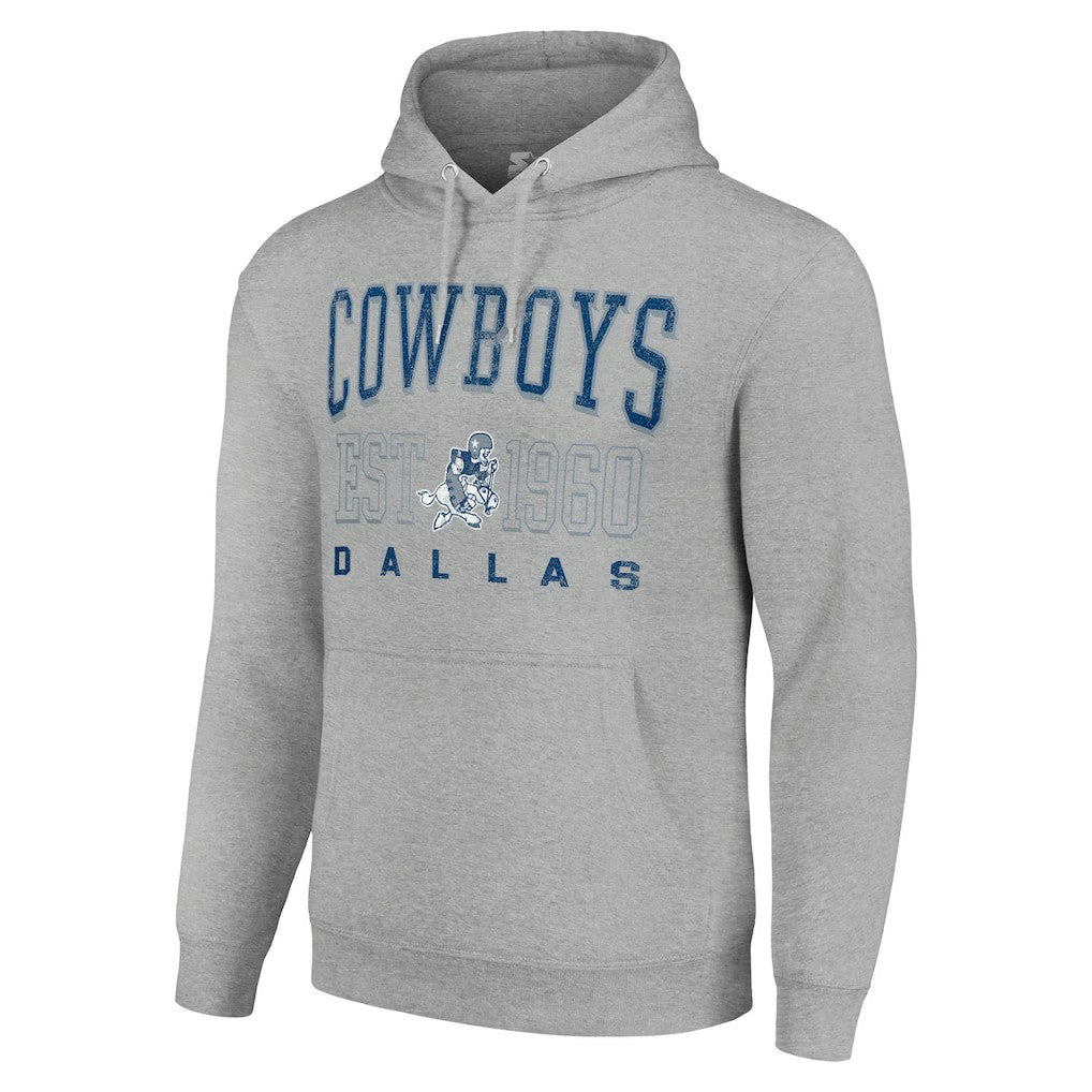 Dallas Cowboys Starter Unisex Throwback Logo Pullover Hoodie Heather Gray