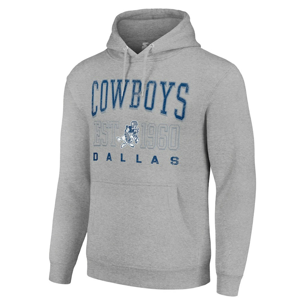 Dallas Cowboys Starter Unisex Throwback Logo Pullover Hoodie Heather Gray