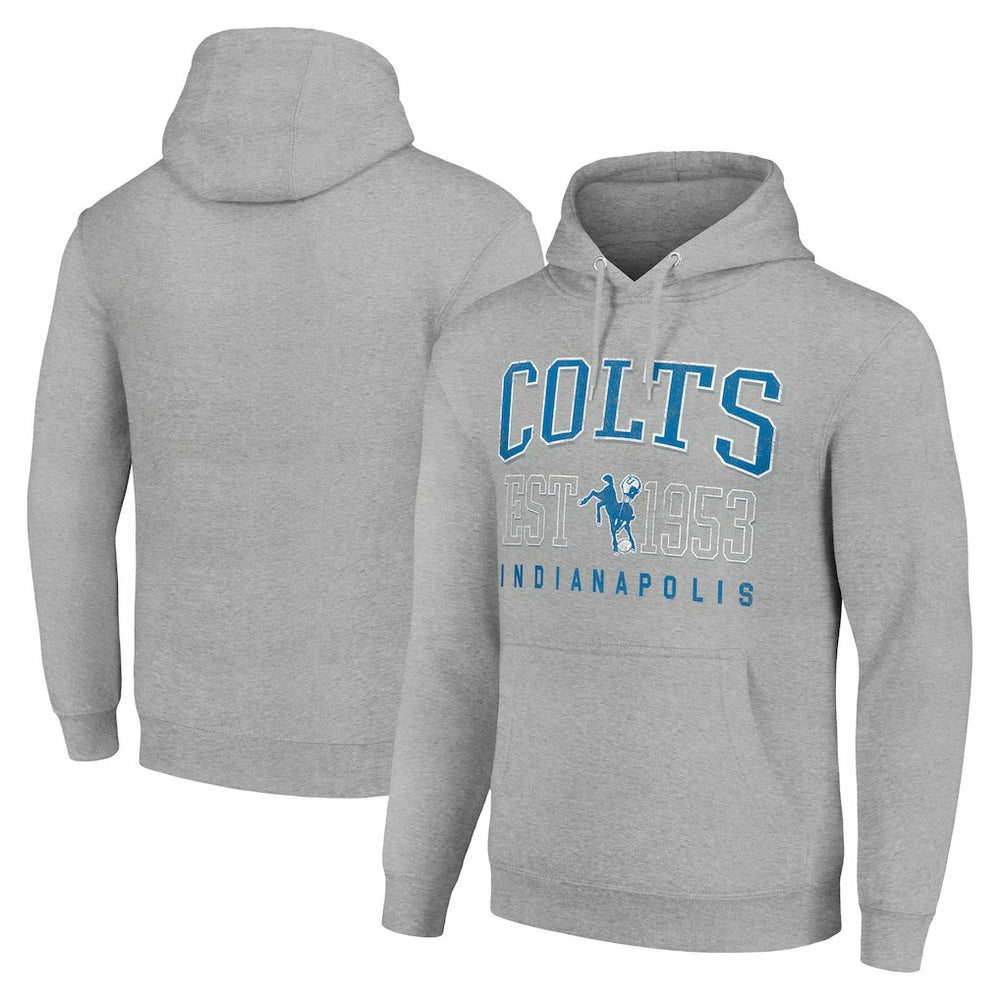 Indianapolis Colts Starter Unisex Throwback Logo Pullover Hoodie Heather Gray