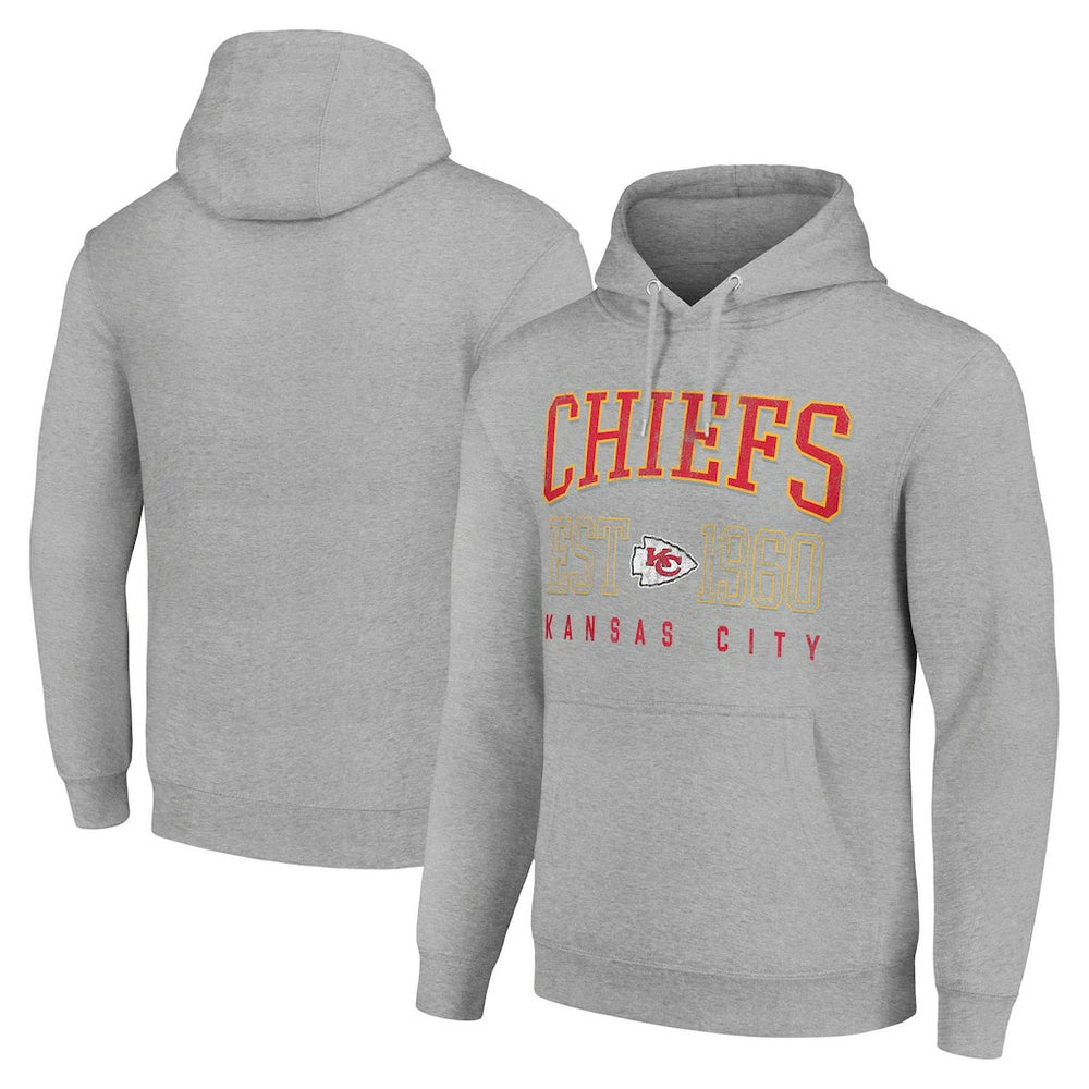 Kansas City Chiefs Starter Unisex Throwback Logo Pullover Hoodie Heather Gray