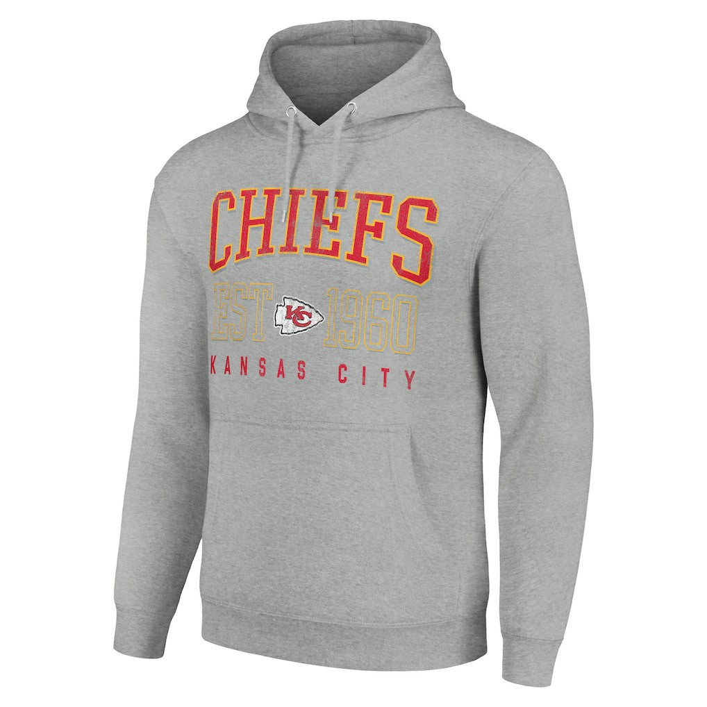 Kansas City Chiefs Starter Unisex Throwback Logo Pullover Hoodie Heather Gray