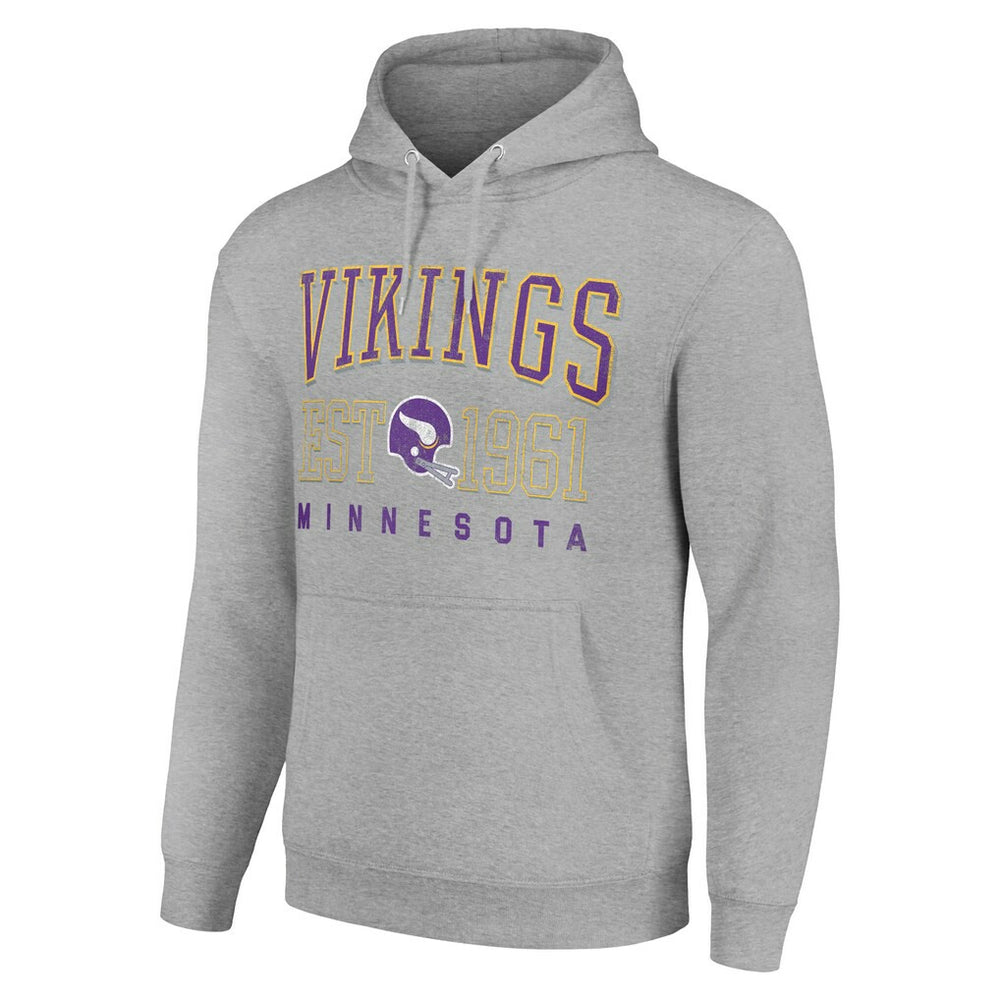 Minnesota Vikings Starter Unisex Throwback Logo Pullover Hoodie Heather Gray