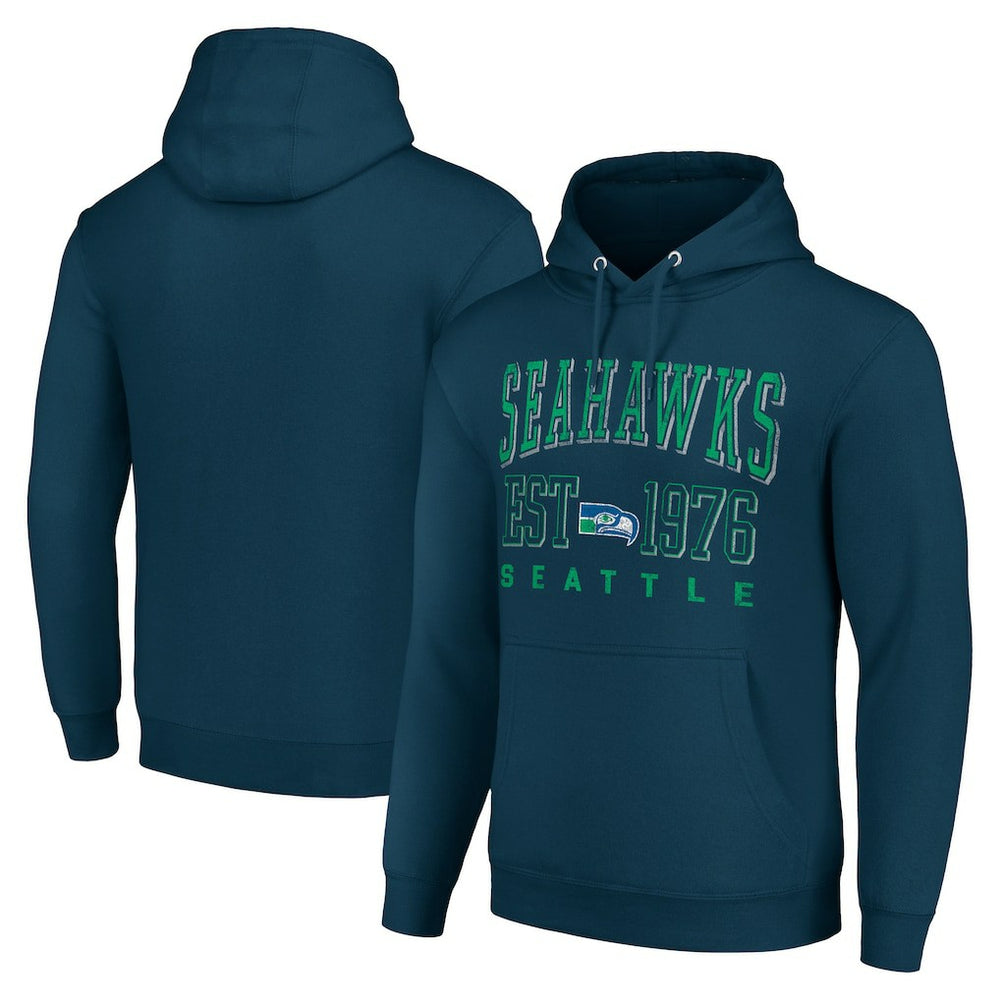 Seattle Seahawks Starter Unisex Throwback Logo Pullover Hoodie College Navy