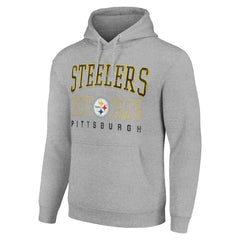 Pittsburgh Steelers Starter Unisex Throwback Logo Pullover Hoodie Heather Gray