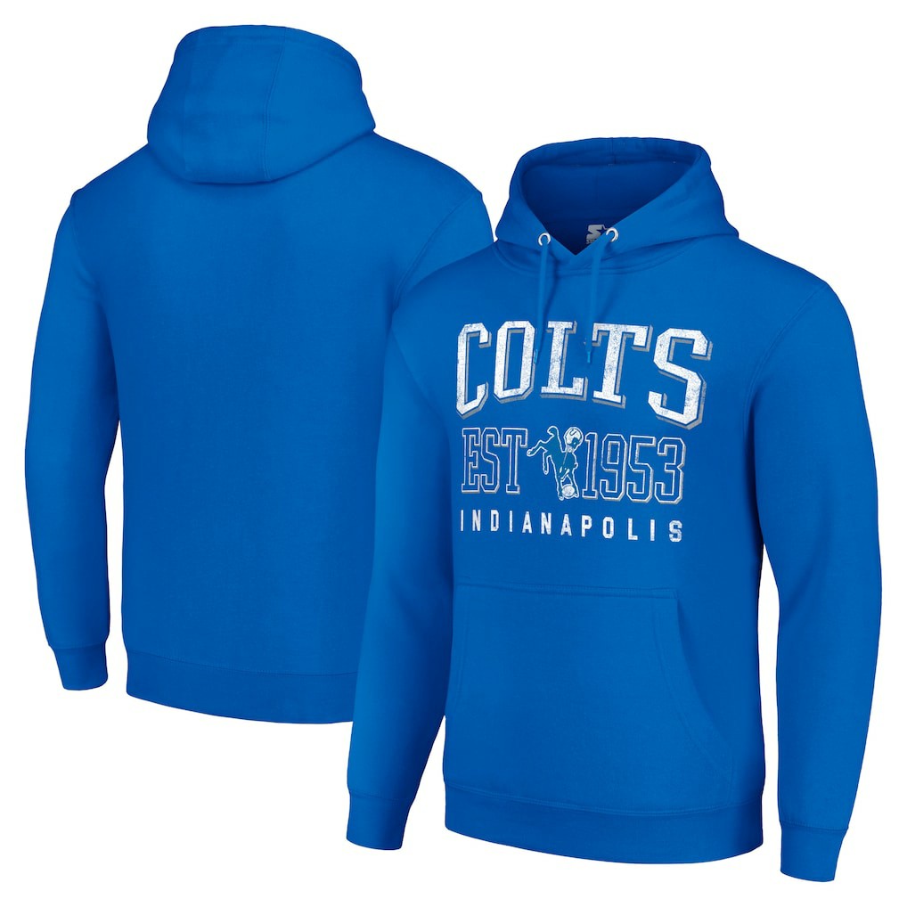Indianapolis Colts Starter Unisex Throwback Logo Pullover Hoodie Royal