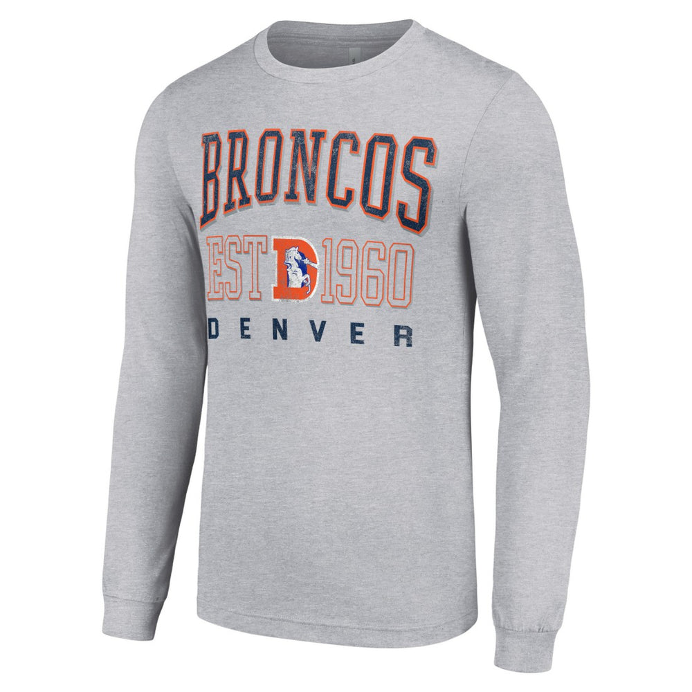 Denver Broncos Starter Throwback Logo Long Sleeve T-Shirt Heather Gray