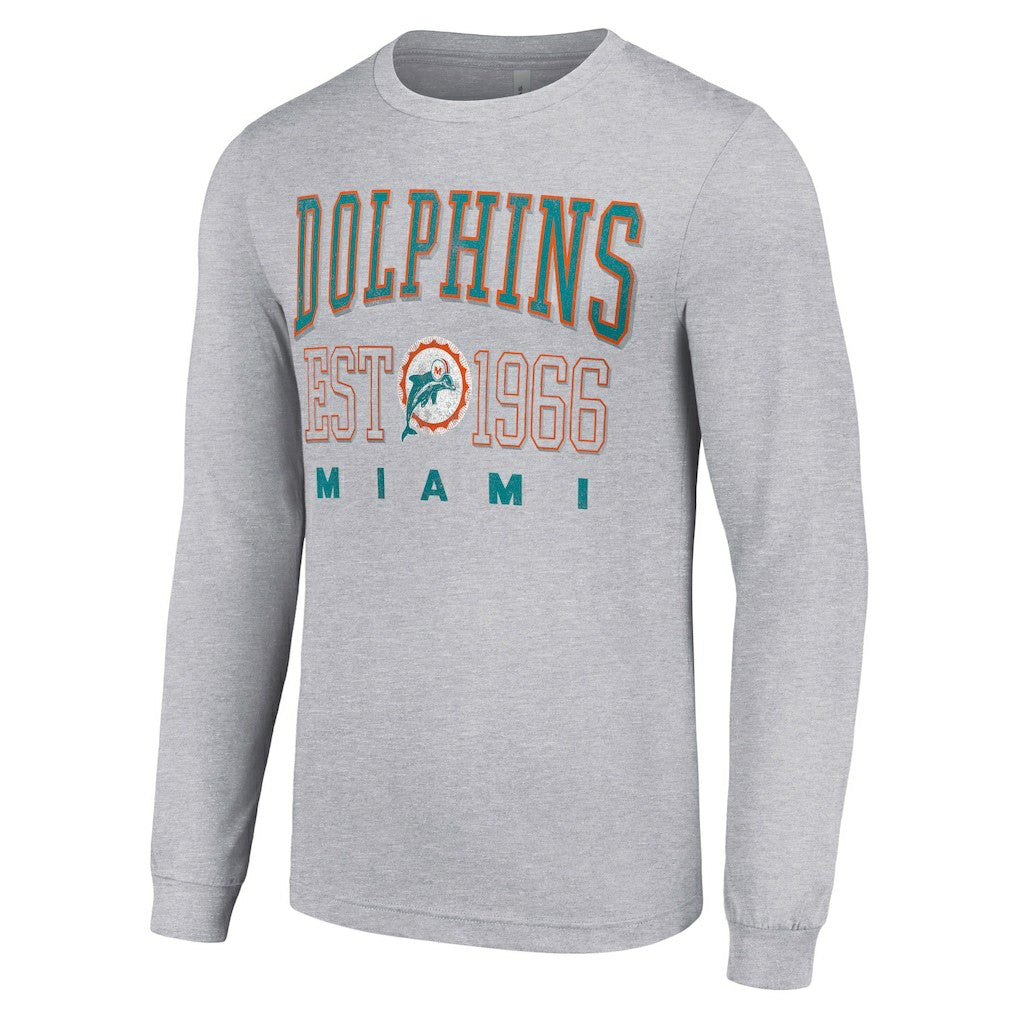 Miami Dolphins Starter Throwback Logo Long Sleeve T-Shirt Heather Gray