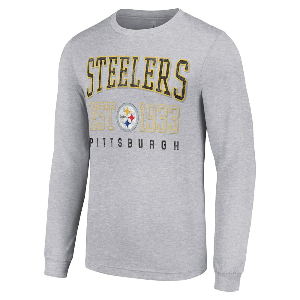 Pittsburgh Steelers Starter Throwback Logo Long Sleeve T-Shirt Heather Gray